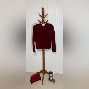 Vintage Casual Corner 100% Wool Women's Cardigan Sweater Jacket - Red Burgundy
